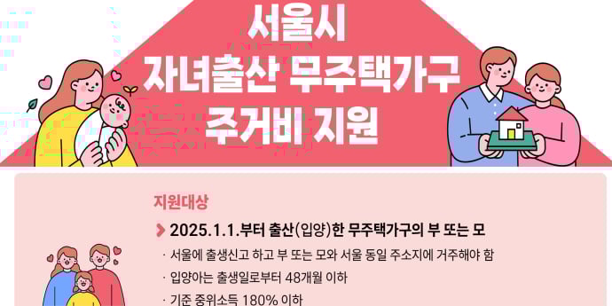 서울시, 새해 출산 무주택가구에 720만원 주거비 지원