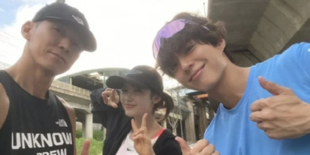 ‘활동 중단’ 뉴진스 다니엘, 박보검·션과 새벽 러닝
