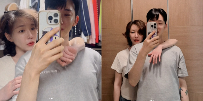 조권∙가인, 다정한 백허그