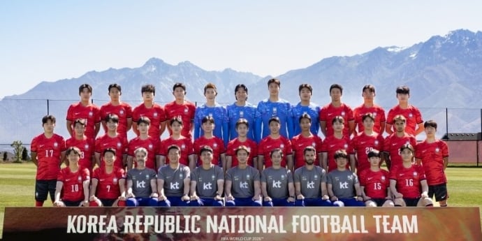축구 대표팀, 결전지 입성 전날 단체 사진 남겨 (2026 북중미 월드컵)